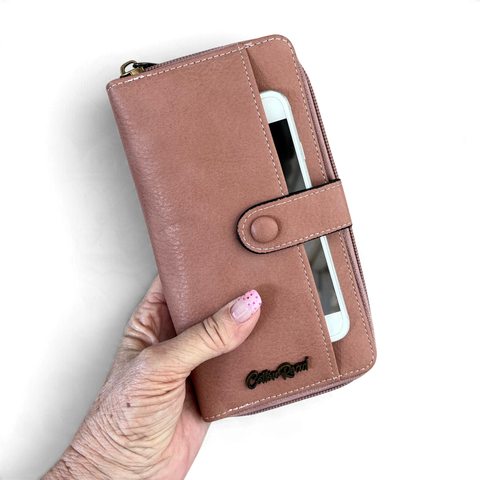 Cotton Road Wallet: Large PINK PU Leather with Clip detailing