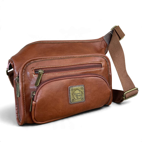 Cotton Road Sling Bag: Brown PU Leather Crossbody Bag for Versatile Style