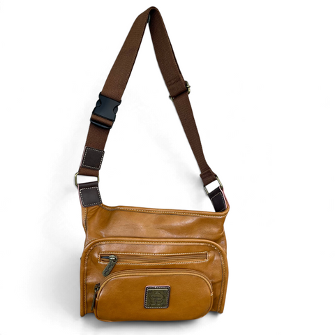 Cotton Road Sling Bag: Camel PU Leather Crossbody Bag