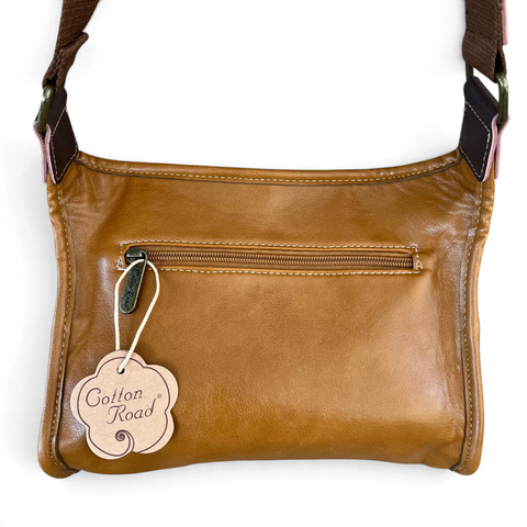 Cotton Road Sling Bag: Camel PU Leather Crossbody Bag