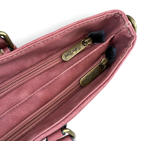 Cotton Road Handbag: PINK PU Leather with Flap detailing