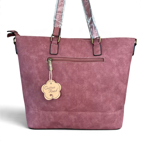 Cotton Road Handbag: PINK PU Leather with Flap detailing