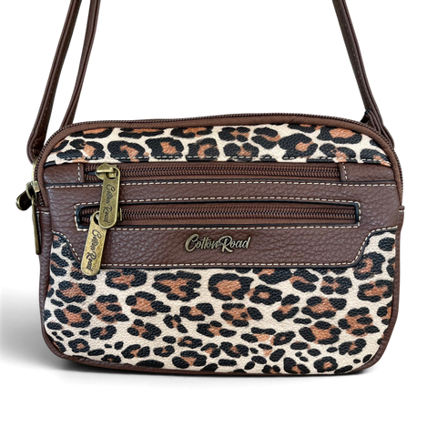 Cotton Road Sling Bag: Stylish BROWN Leopard Print PU Leather Crossbody