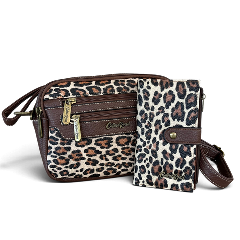 Cotton Road Sling Bag: Stylish BROWN Leopard Print PU Leather and matching Wallet