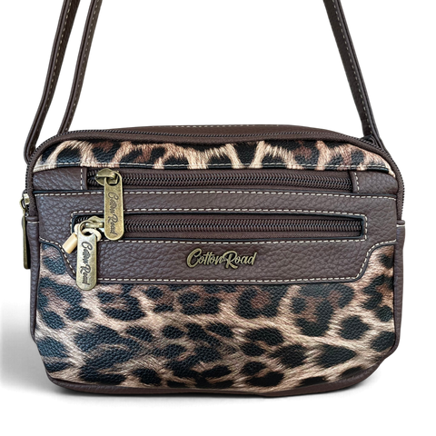Cotton Road Sling Bag: Stylish COFFEE BROWN Leopard Print PU Leather Crossbody