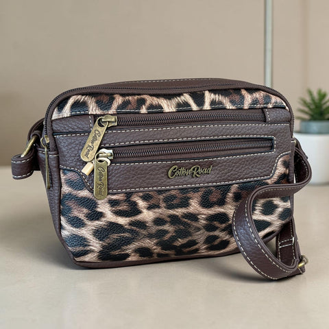 Cotton Road Sling Bag: Stylish COFFEE BROWN Leopard Print PU Leather Crossbody