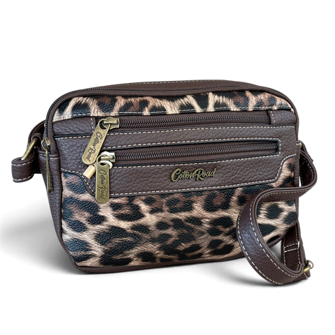 Cotton Road Sling Bag: Stylish COFFEE BROWN Leopard Print PU Leather Crossbody