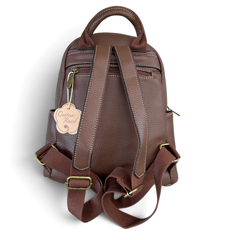 Cotton Road Backpack: BROWN Leopard Print PU Leather for Work & Outings