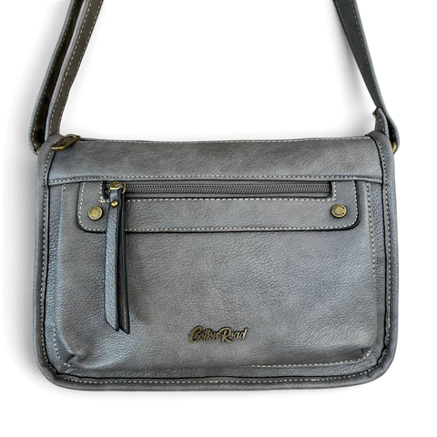 Cotton Road Sling Bag: GREY PU Leather Crossbody Bag for Versatile Style