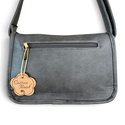 Cotton Road Sling Bag: GREY PU Leather Crossbody Bag for Versatile Style