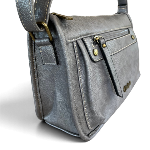 Cotton Road Sling Bag: GREY PU Leather Crossbody Bag for Versatile Style