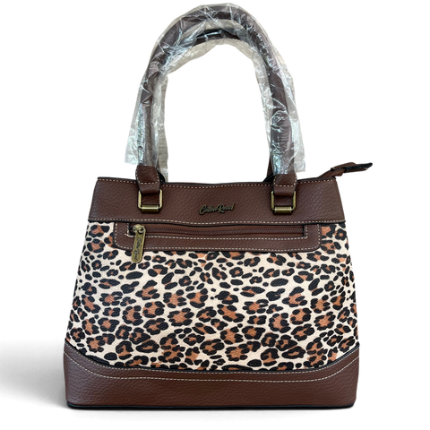 Cotton Road Handbag: Stylish BROWN Leopard Print PU Leather with Matching Wallet
