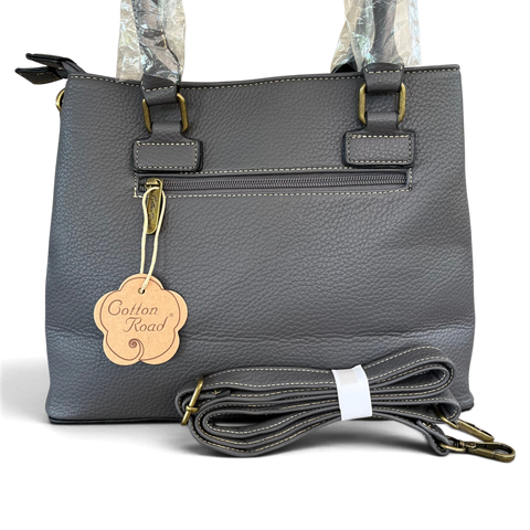 Cotton Road Handbag: Stylish GREY Leopard Print PU Leather with Matching Wallet