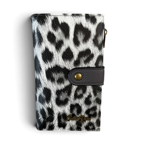 Cotton Road Handbag: Stylish GREY Leopard Print PU Leather with Matching Wallet
