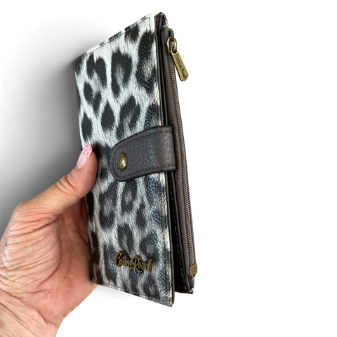 Cotton Road Handbag: Stylish GREY Leopard Print PU Leather with Matching Wallet