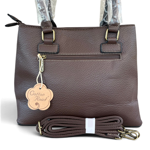 Cotton Road Handbag: Stylish COFFEE BROWN Leopard Print PU Leather with Matching Wallet