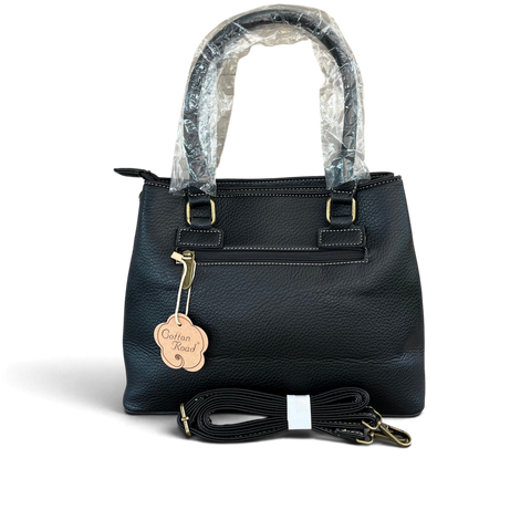 Cotton Road Handbag: Stylish BLACK Leopard Print PU Leather with Matching Wallet