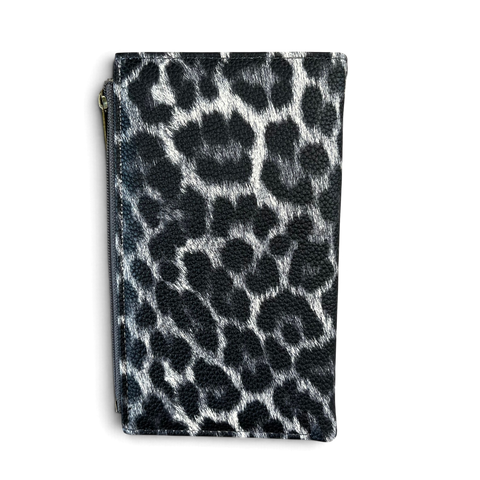 Cotton Road Handbag: Stylish BLACK Leopard Print PU Leather with Matching Wallet