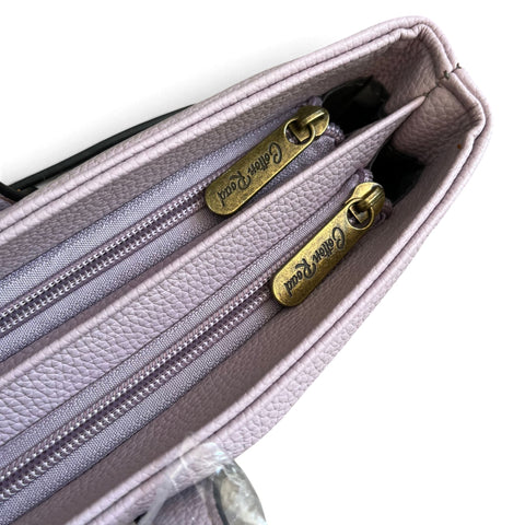 Cotton Road Handbag: LILAC PU Leather with matching Floral Wallet