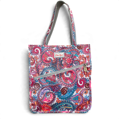 Cotton Road Beach Bag: Multicolor Paisley Design PVC Bag