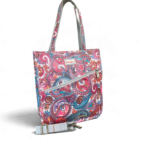 Cotton Road Beach Bag: Multicolor Paisley Design PVC Bag
