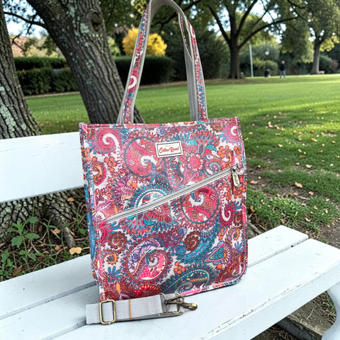 Cotton Road Beach Bag: Multicolor Paisley Design PVC Bag