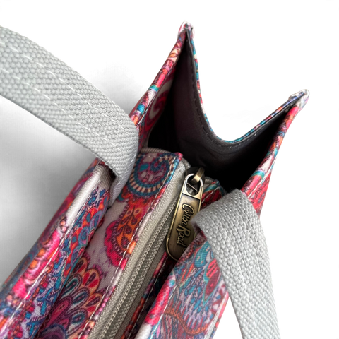 Cotton Road Beach Bag: Multicolor Paisley Design PVC Bag