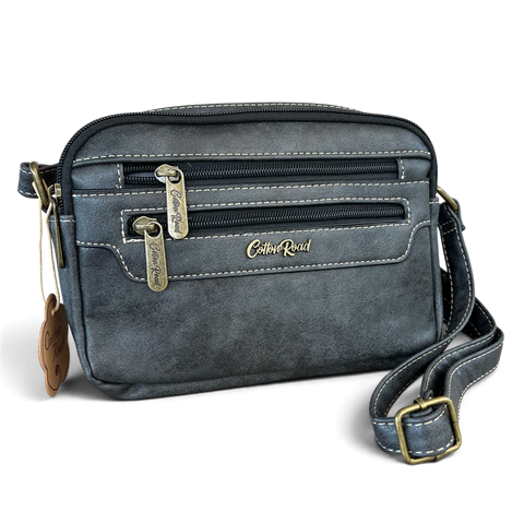 Cotton Road Sling Bag: Stylish Charcoal Black PU Leather Crossbody with Matching Floral Wallet