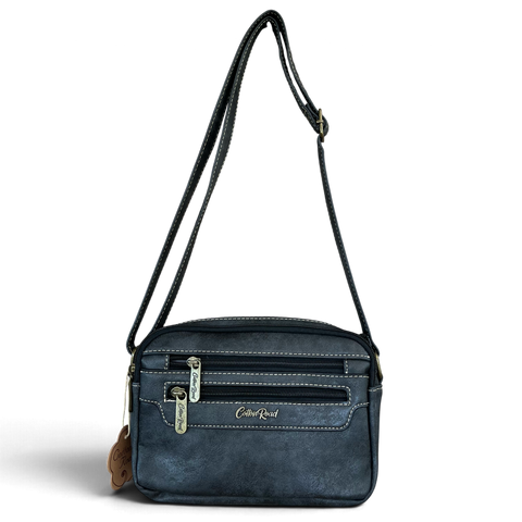 Cotton Road Sling Bag: Stylish Charcoal Black PU Leather Crossbody with Matching Floral Wallet