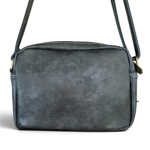Cotton Road Sling Bag: Stylish Charcoal Black PU Leather Crossbody with Matching Floral Wallet