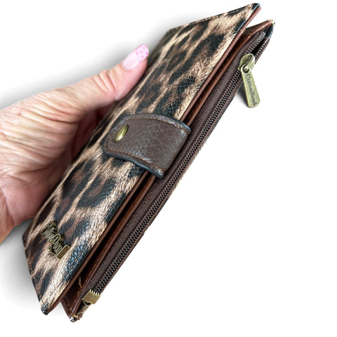 Cotton Road Sling Bag: Stylish COFFEE BROWN Leopard Print PU Leather with Matching Wallet