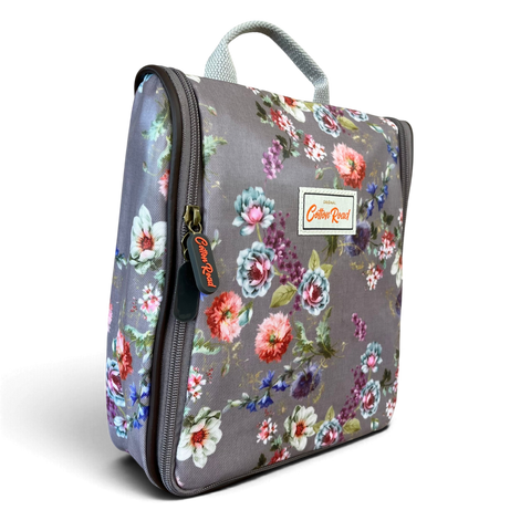 Cotton Road Travel Bag: MAUVE FLORAL PVC Foldaway WEEKENDER with Matching Vanity Bag