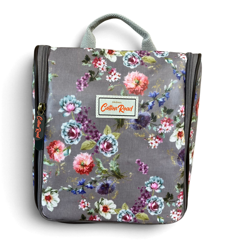 Cotton Road Travel Bag: MAUVE FLORAL PVC Foldaway WEEKENDER with Matching Vanity Bag