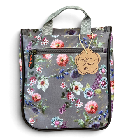 Cotton Road Travel Bag: MAUVE FLORAL PVC Foldaway WEEKENDER with Matching Vanity Bag