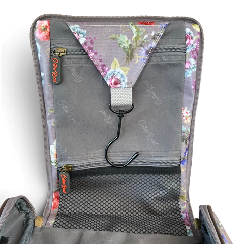 Cotton Road Travel Bag: MAUVE FLORAL PVC Foldaway WEEKENDER with Matching Vanity Bag