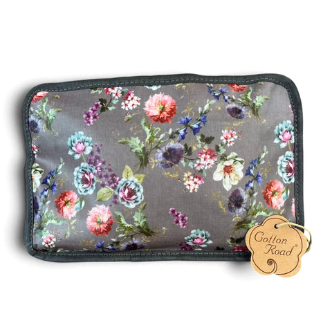 Cotton Road Travel Bag: MAUVE FLORAL PVC Foldaway WEEKENDER with Matching Vanity Bag
