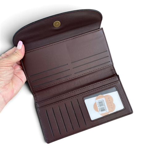 Cotton Road Handbag: COFFEE BROWN PU Leather with EMBOSSED Panel and Matching Wallet