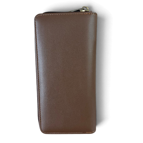 Cotton Road Wallet: Large BROWN PU Leather with WINDMILL Design