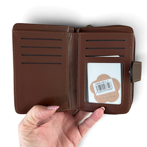 Cotton Road Handbag: COFFEE BROWN PU Leather with LEAF Design and Matching Wallet