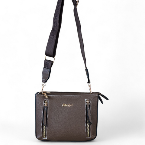 BROWN Cotton Road PU Leather Sling Bag with BRANDED Strap