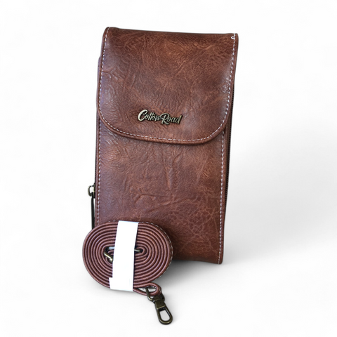 BROWN PU Leather Mini Cotton Road Sling Bag