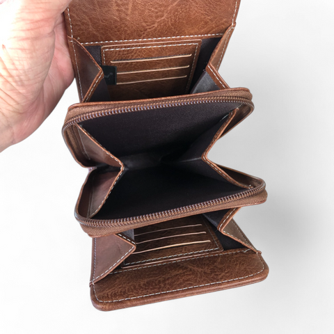 BROWN PU Leather Mini Cotton Road Sling Bag