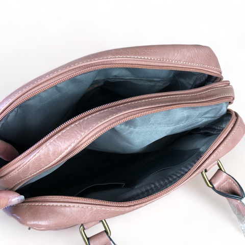 Cotton Road PINK PU Leather Handbag with WINDMILL detailing