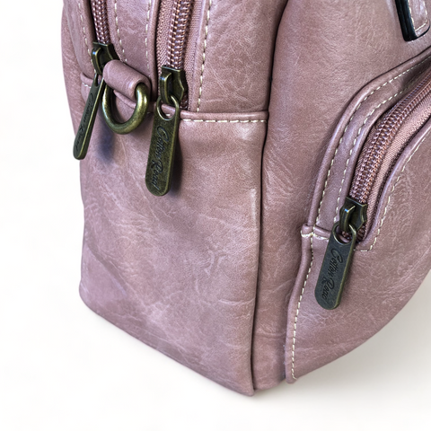 Cotton Road PINK PU Leather Handbag with WINDMILL detailing