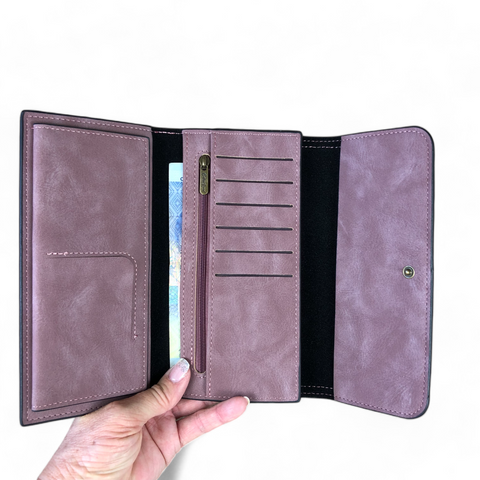 Cotton Road Large Tri-fold PINK PU Leather Wallet