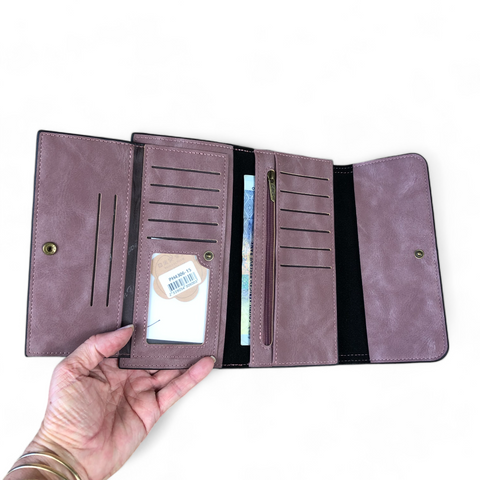 Cotton Road Large Tri-fold PINK PU Leather Wallet