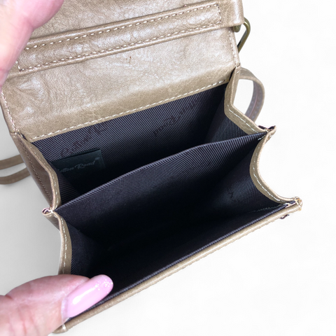 KHAKI Cotton Road PU Leather Cellphone Sling Bag/Wallet