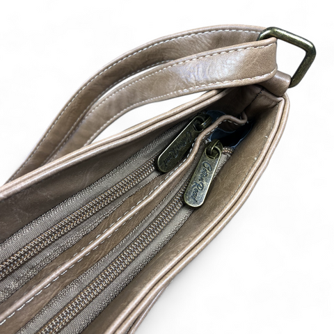 KHAKI Cotton Road PU Leather Sling Bag with WINDMILL