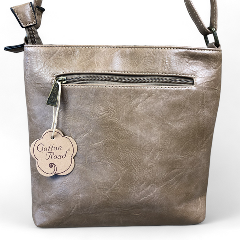 KHAKI Cotton Road PU Leather Sling Bag with WINDMILL