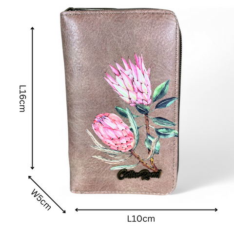 KHAKI Medium Cotton Road PU Leather Wallet with PROTEA